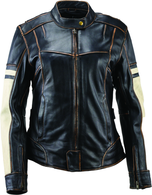 River Road Dame Vintage Leather Jacket Black Womens - Medium - 094389