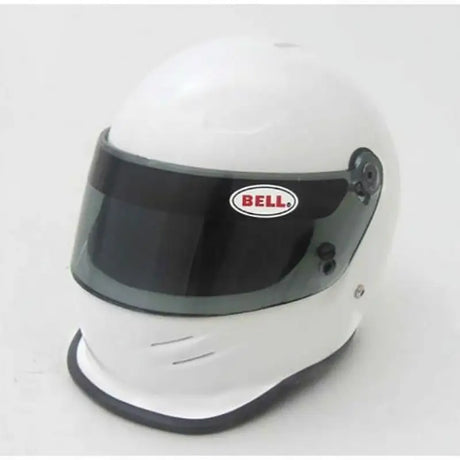Bell K1 Mini white racing helmet with dark visor, perfect for mini helmet fans and RV parts & accessories