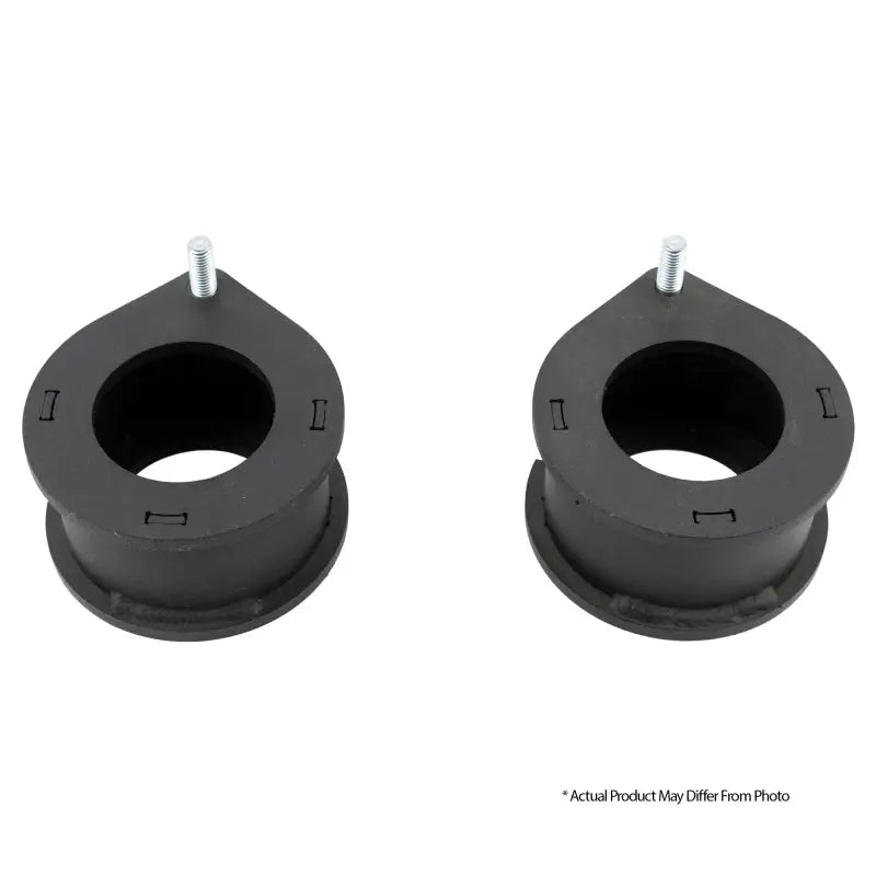 Black rubber bushings with metal studs for Dodge Ram strut spacer upgrade with lifetime warranty