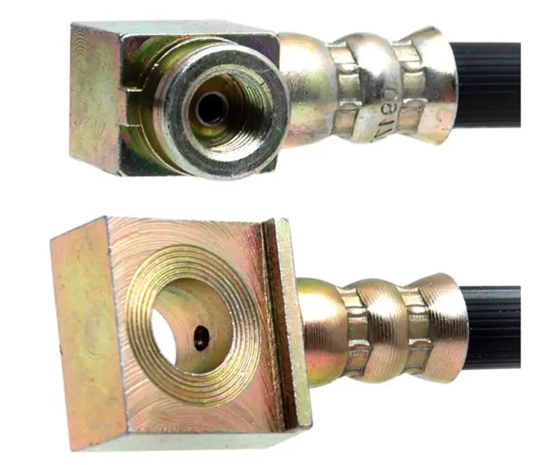 Two hydraulic brake hoses with square metal fittings for Raybestos Brake Hose BH380071