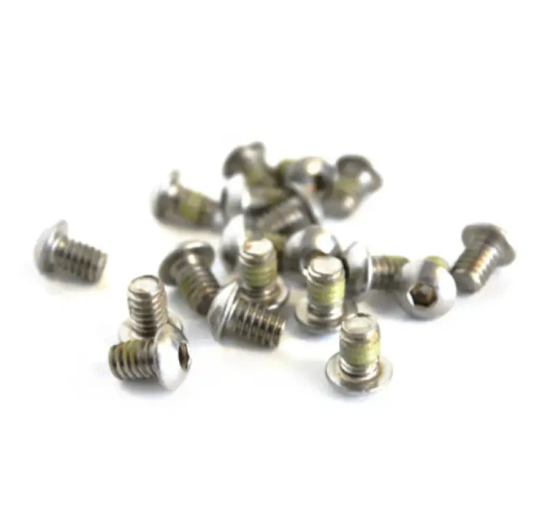 Pile of silver-colored Big Gun 4x20 Baseplate Allen screws for sturdy mounting