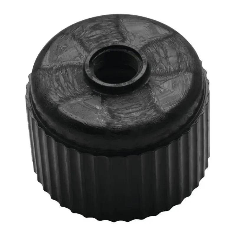 Black ridged BikeMaster replacement cap with central hole, perfect for bike upgrades