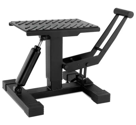 BikeMaster Stand - Easy Lift & Lower - 152400, black motorcycle stand with convenient design for effortless lifting and lowering, durable construction for stability and enhanced maintenance tasks