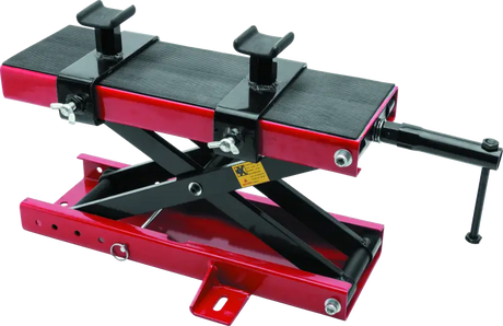 BikeMaster Steel Center Jack - 152505, high-quality steel construction for motorcycle maintenance, sturdy support, and easy-to-use design.