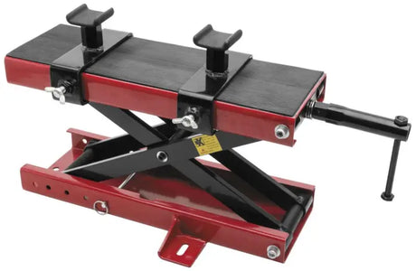BikeMaster Steel Center Jack - 152505, durable high-quality steel construction, provides support and stability for motorcycle maintenance, easy-to-use design.