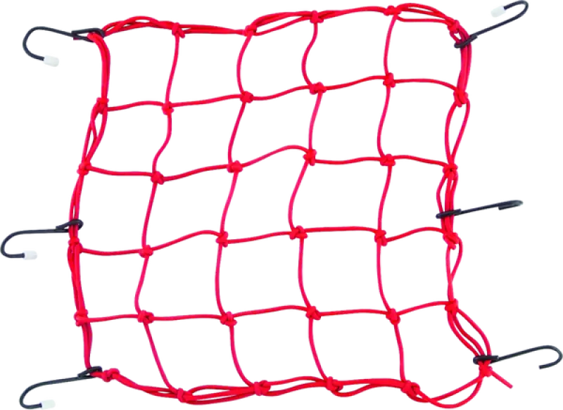 Red BikeMaster Stretch Net with hooks for securing cargo on bikes