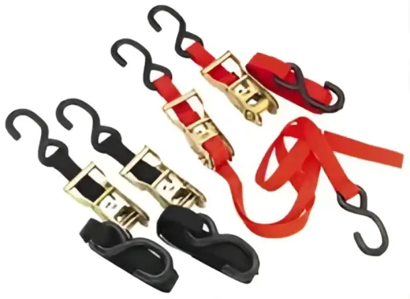 BikeMaster Tiedown 1in Rachet straps for secure bike transport in bright red