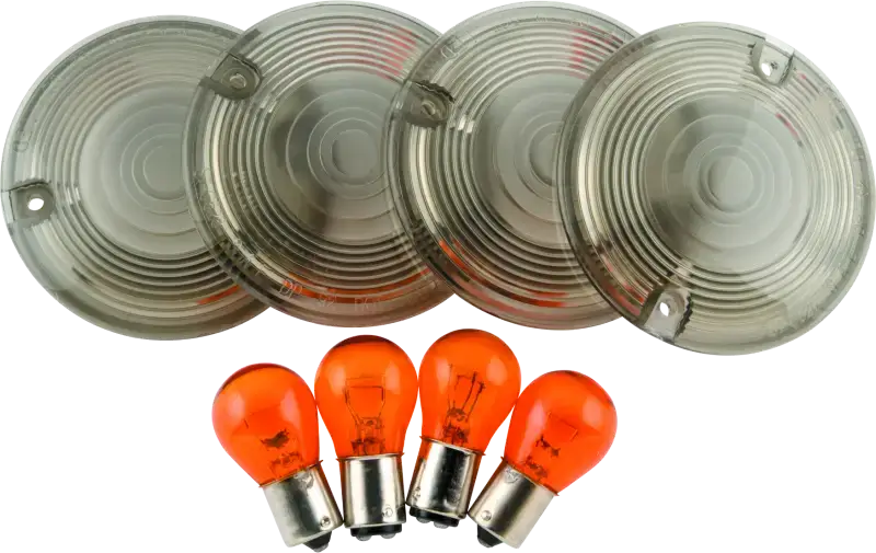 Bikers Choice 86-10 FLT FLHR Smoked Turn Signal Lens & Amber Bulb Kit Replaces H-D 69308-02 - Bikers Choice