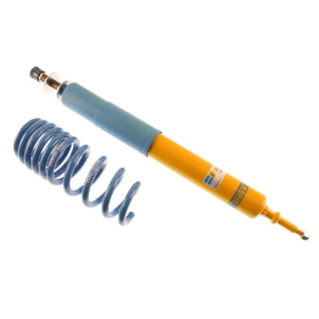 Blue spring and yellow Bilstein B16 shock absorber for BMW 330i performance suspension
