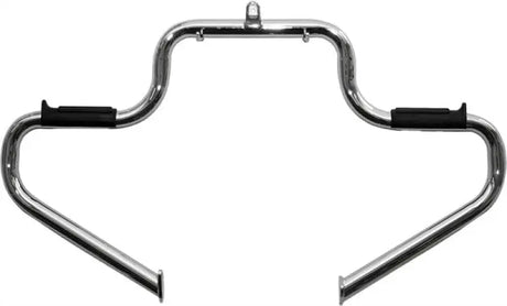 Chrome motorcycle crash bar on Lindby Multibar Engine Guard Black Gloss for added protection