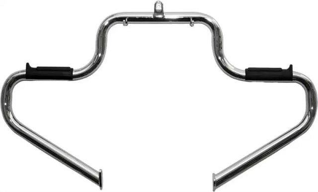 Chrome motorcycle crash bar on Lindby Multibar Engine Guard Black Gloss for added protection