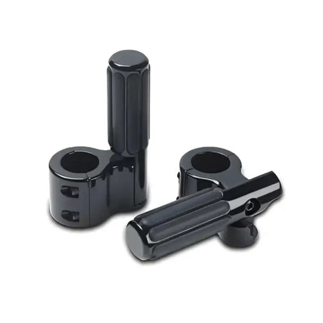 Black Lindby Clamp-On Pegs with rubber strips for motorcycle foot pegs