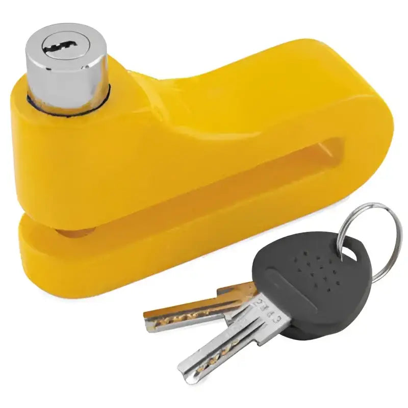 Yellow bully lock disc 10mm with keys for secure bike protection