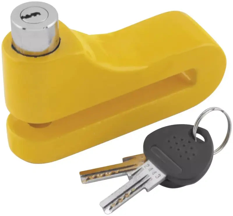 Yellow Bully Lock Disc Lock 10mm with keys for bike security