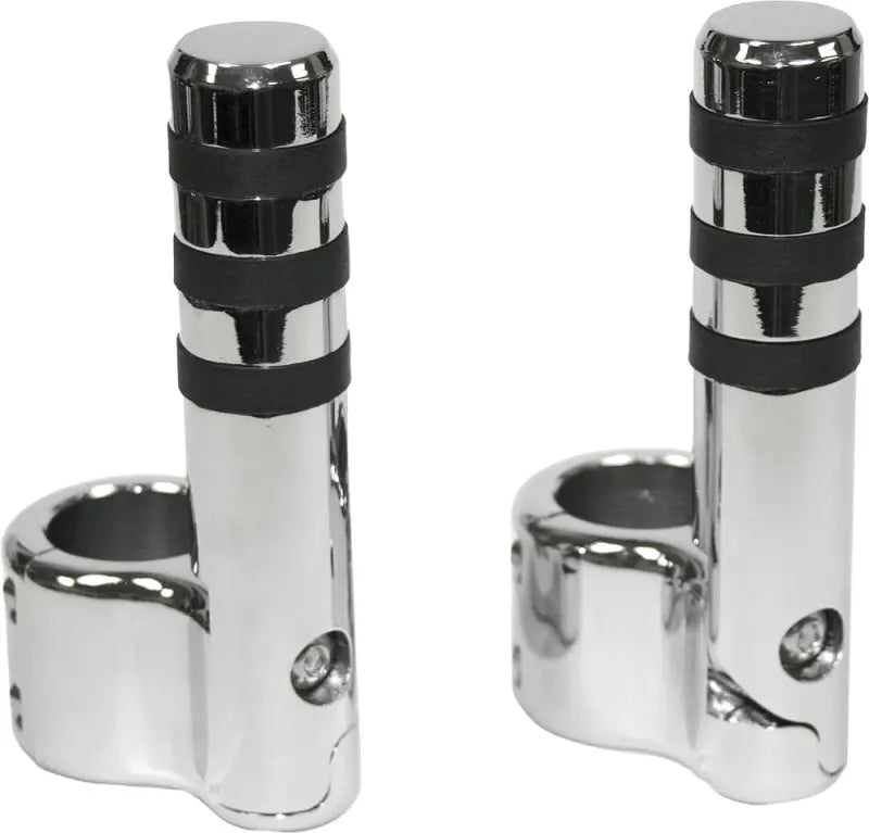 LINDBY Clamp On Pegs Chr W/ Wide O Ring For 1 1/2" Bar for Powersports