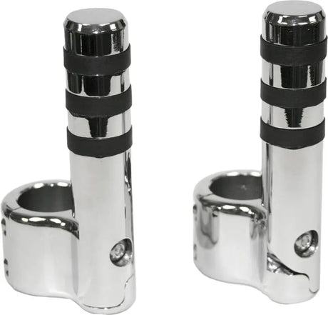 LINDBY Clamp On Pegs Chr W/ Wide O Ring For 1 1/2" Bar for Powersports