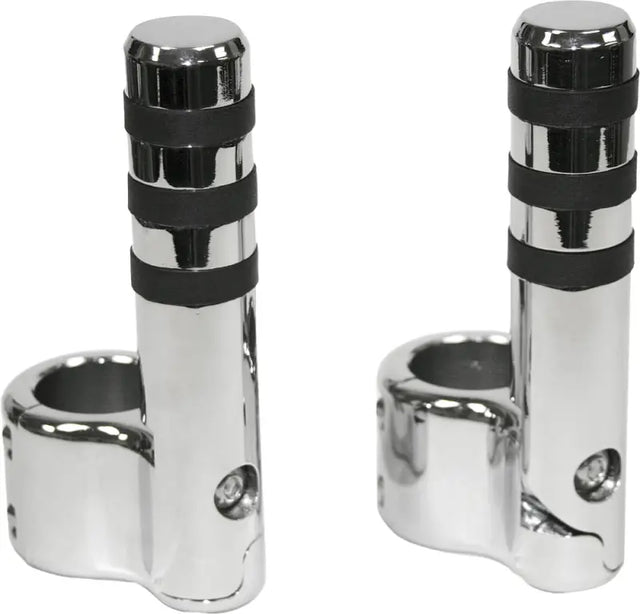 LINDBY Clamp On Pegs Chr W/ Wide O Ring For 1 1/2" Bar for Powersports