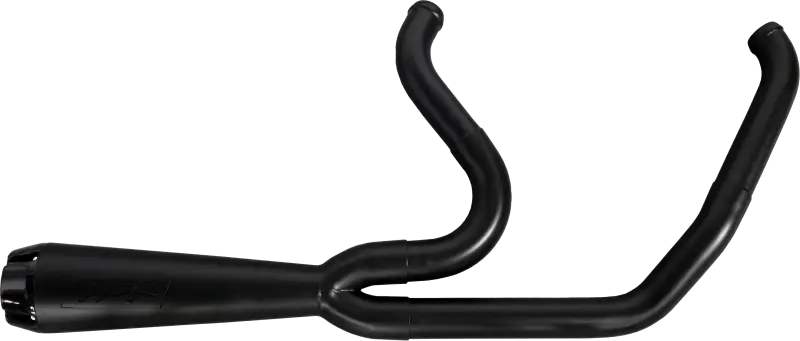 Black motorcycle exhaust system with 2in1 carbon tip for Softail models