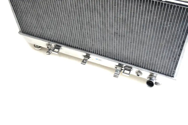 Silver metal radiator from CSF 10-12 Chevrolet Camaro V8 radiator, great for Camaro V8 enthusiasts