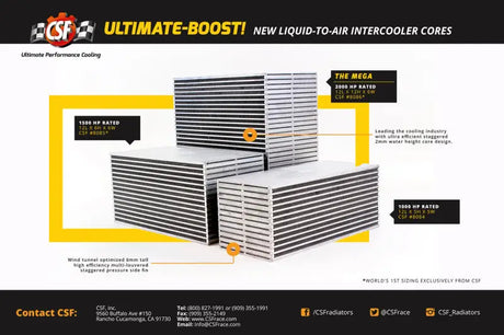 Liquid-to-air intercooler cores for CSF Mega Water Air Bar & Plate Intercooler