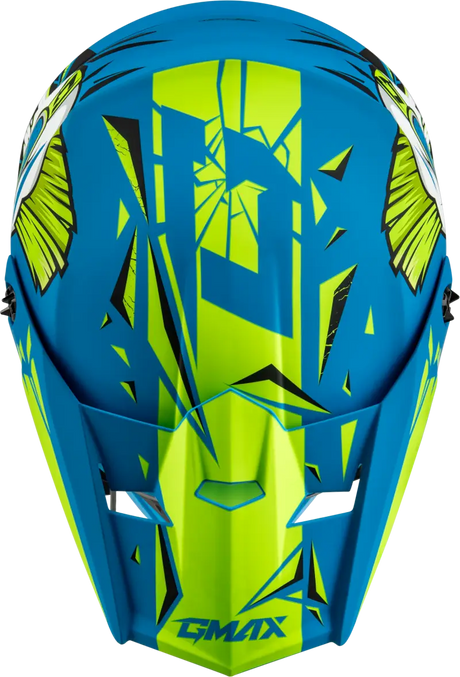 Blue and green youth mx 46y unstable helmet for motocross riding