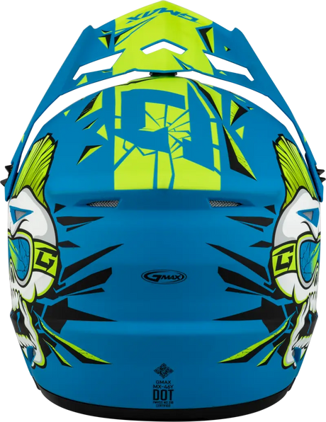 Blue and yellow youth MX 46Y unstable helmet for kids, matte blue/green style