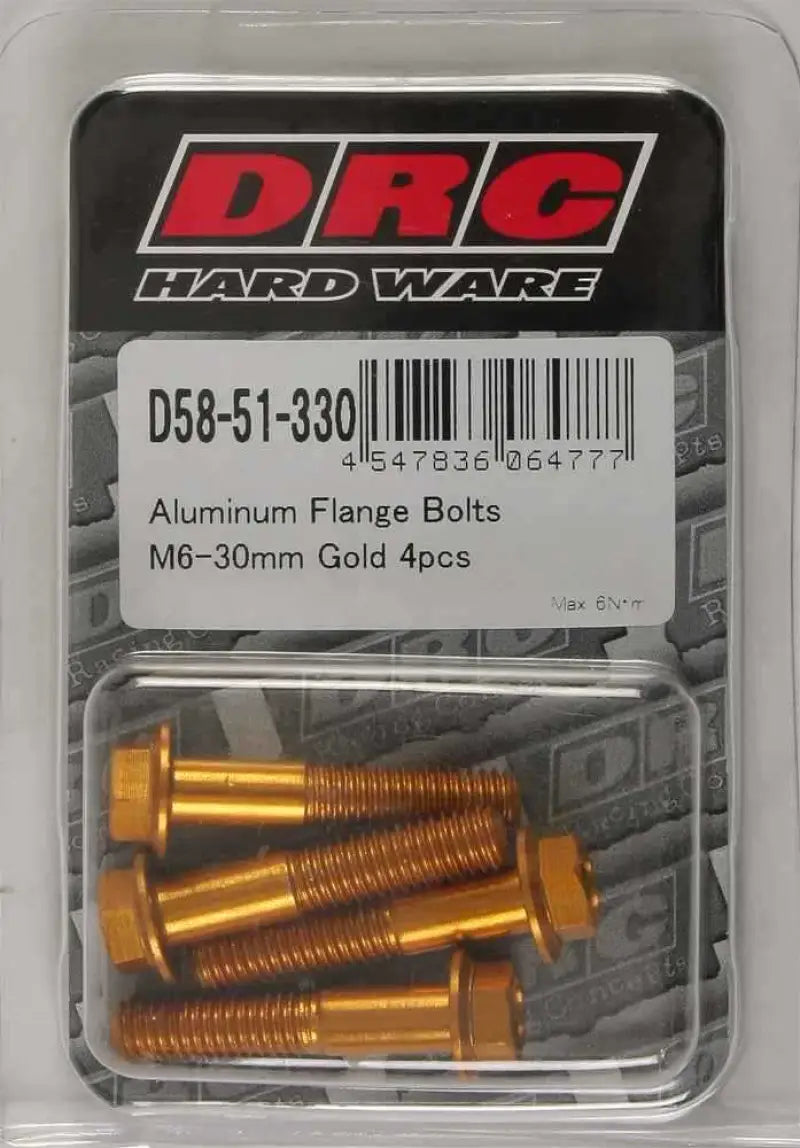 D58-51-330 Aluminum Flange Bolts Gold M6x30mm 4/Pk