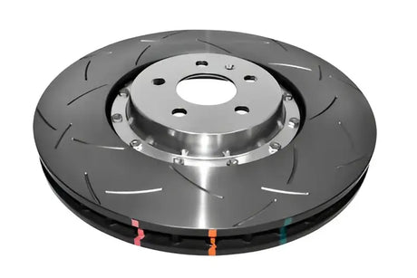 High-performance DBA series slotted rotor with silver hat for VW GTI front brake upgrade