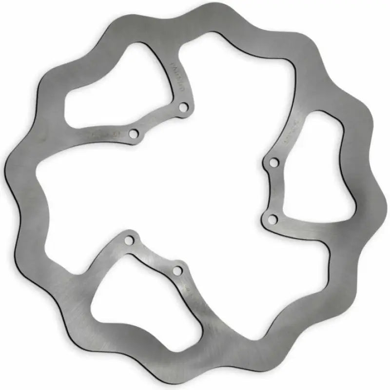 Silver-colored df014ws skw oversize rotor with wavy edges and multiple mounting holes