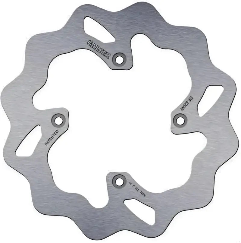 Silver-colored DF329W wave rotor rear with wavy edges and four mounting holes