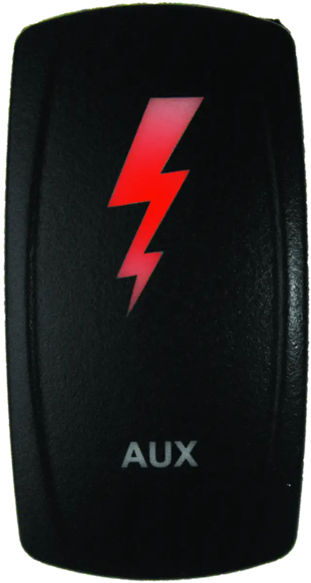 Black auxiliary switch with lightning bolt, dragonfire racing lighted switch with red LED