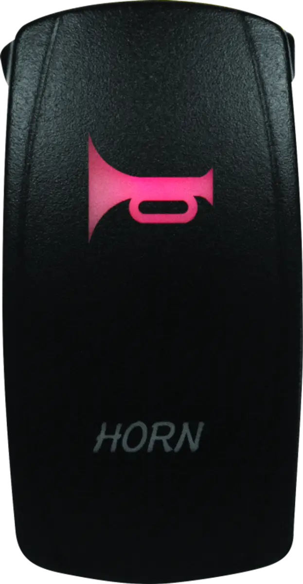 Black horn switch with pink illumination from DragonFire Racing Lighted Switch Horn On/Off Red 521372