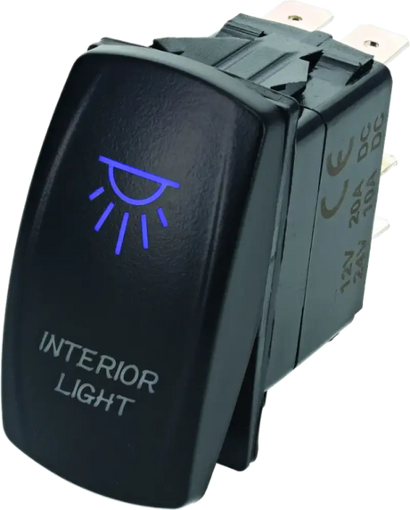 Black rocker switch with blue light from DragonFire Racing Lighted Switch On/Off Blue