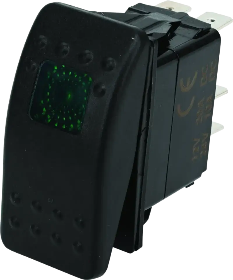 Black DragonFire Racing Lighted Switch with Green Indicator Light rocker switch for easy control