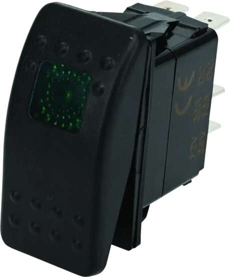 Black DragonFire Racing Lighted Switch with Green Indicator Light rocker switch for easy control