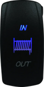 Illuminated black rocker switch from DragonFire Racing Lighted Switch Winch In/Out Blue