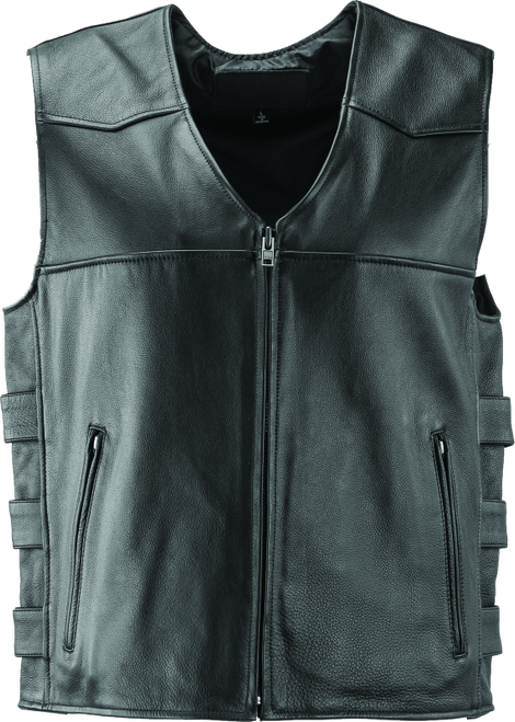 River Road Plains Leather Vest Black - Large - 094407