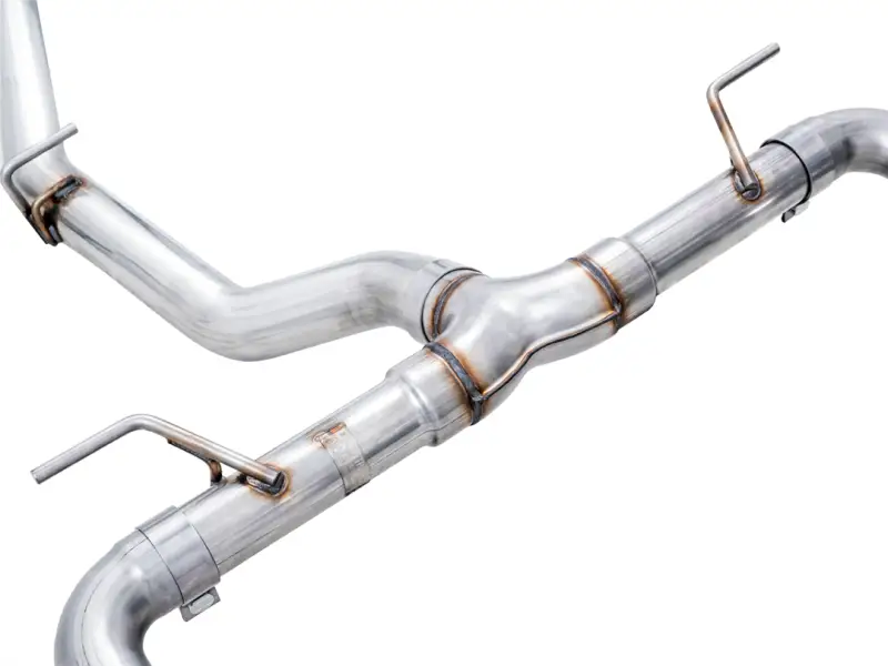 Exhaust System Kit Stainless Steel; Without Muffler; Single With Dual Outlet; Rear Exit; 5 Inch Diamond Black Tips