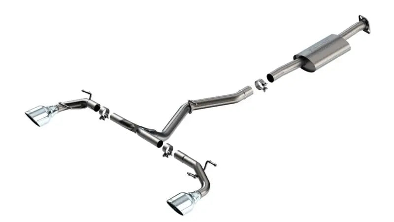 Exhaust System Kit T-304 Stainless Steel; With Muffler; 2-1/2 Inch Pipe Diameter; Single Dual Exit; Split Rear 5 Chrome