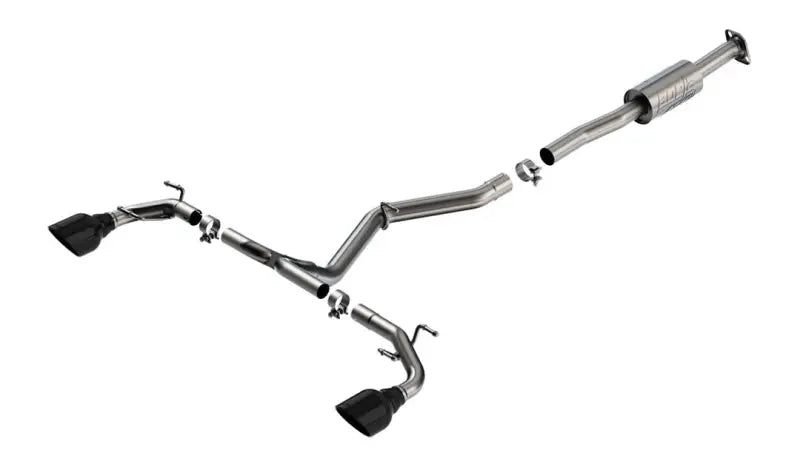 Exhaust System Kit T-304 Stainless Steel; With Muffler; 2-1/2 Inch Pipe Diameter; Single Dual Exit; Split Rear 5 Black