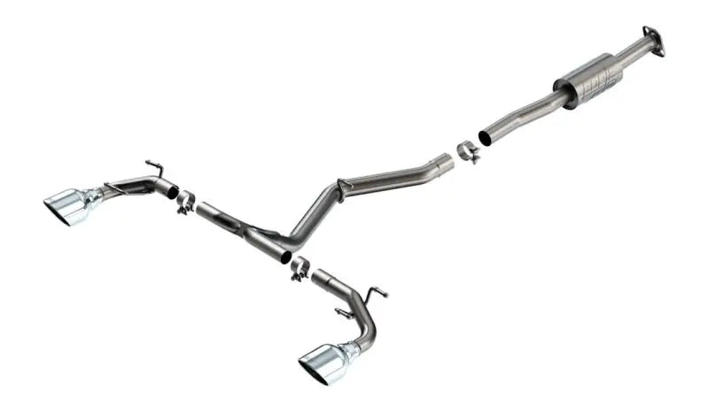 Exhaust System Kit T-304 Stainless Steel; With Muffler; 2-1/2 Inch Pipe Diameter; Single Dual Exit; Split Rear 5 Chrome