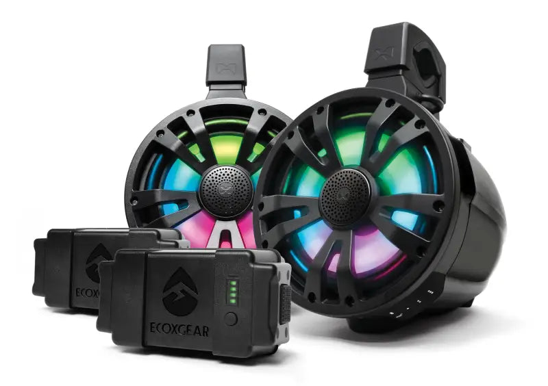 Extrmtower 2 Pk 8 Spkr 2 Amp Speakers + 2 Batteries Blk - ECOXGEAR