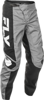 Gray and black motocross pants with white FLY logo, perfect for RV parts & accessories