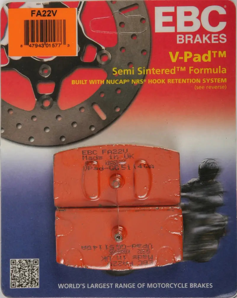 EBC FA22V V Series motorcycle brake pads for reliable stopping power and performance
