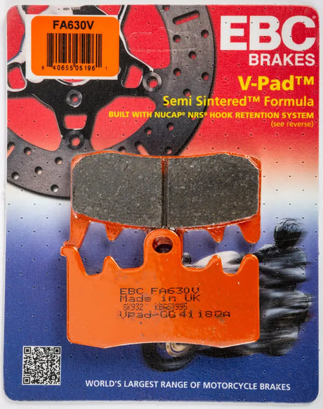 EBC FA630V Semi Sintered V Series Motorcycle Brake Pads for top-notch performance