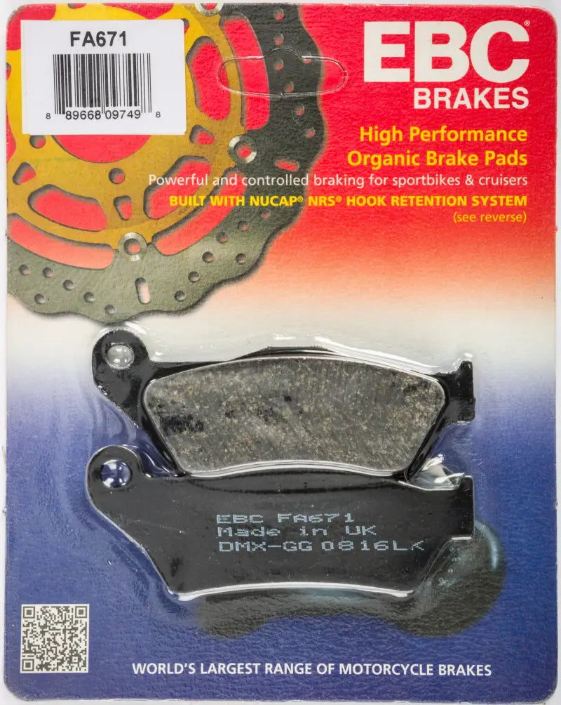 FA671 Brake Pads Fa671 Organic for motorcycles, delivering reliable stopping power