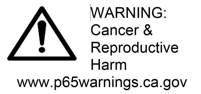 Warning label for cancer and reproductive harm on Fabtech Ford F150 4WD 4in Basic System
