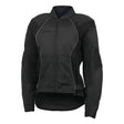 Black textile motorcycle jacket with reflective piping from FIRSTGEAR Reflex Mesh Jacket Black for women