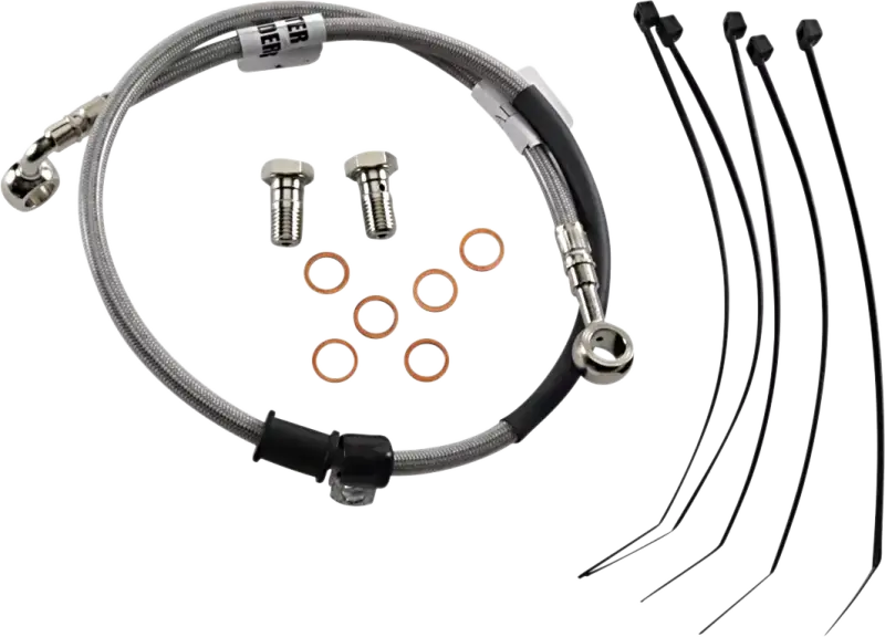 Braided stainless steel brake line kit FK003D926R Galfer with banjo bolts washers cables