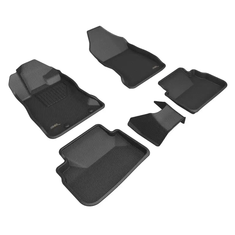 Floor Liner Custom Fit; Raised Ridge; Black; Thermoplastic Rubber Of Carbon Fiber Texture; 5 Piece - Truck & Automotive